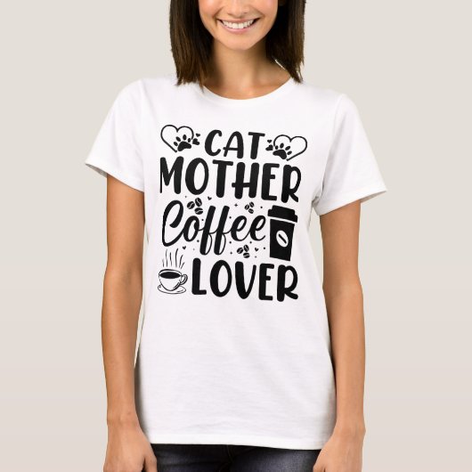T-shirt Cat Mère Lover café (Devant)