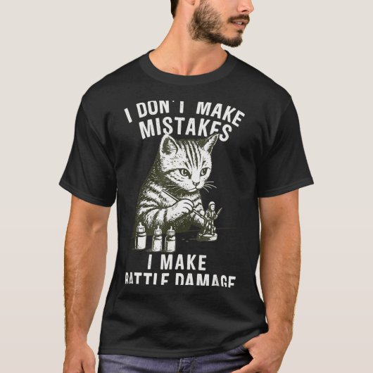 T-shirt Cat Miniature Painter Battle Damage Funny Miniatur (Devant)