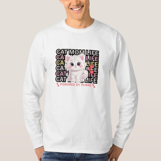 T-shirt Cat Mom Life funny (Devant)