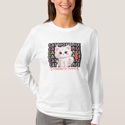 T-shirt Cat Mom Life funny (Devant)
