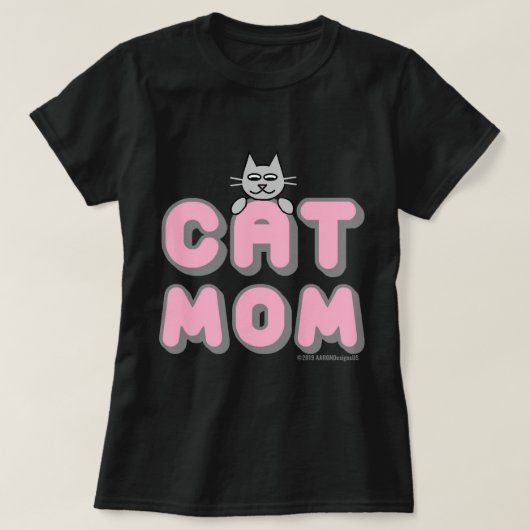 T-shirt "CAT MOM" rose et noir (Design devant)