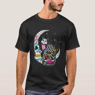 T-shirt Cat Moon Sugar Crâne Dia de Los Muertos Ho mexicai