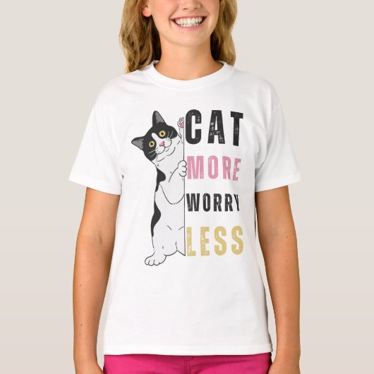 T-shirt CAT More WORRY Less (Devant)