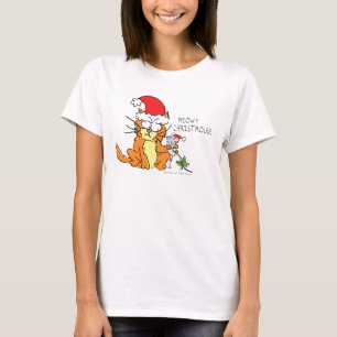 T-shirt Cat Mouse Christmas Funny Cartoon Cute