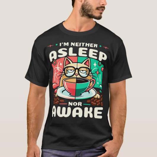 T-shirt Cat Napping in Coffee Cup Tee humoristique pour Ca (Devant)
