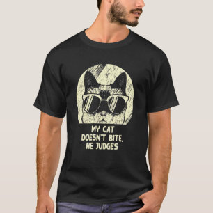 T-shirt Cat ne mord pas Il juge Cat Kitten Humour