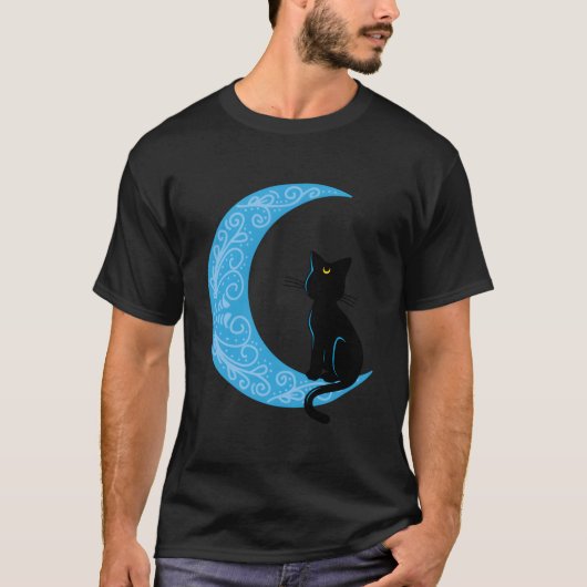 T-shirt Cat noir Crescent Lune marin maman (Devant)