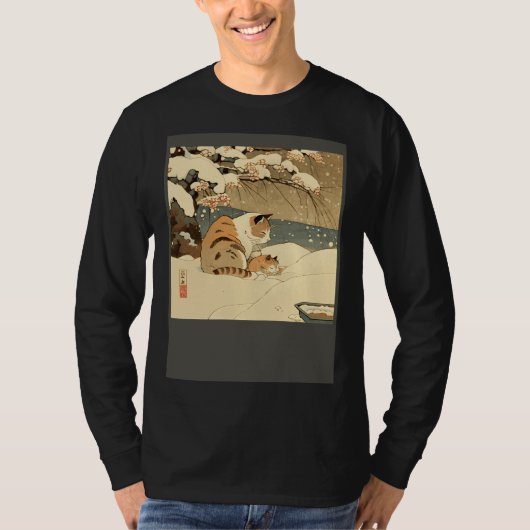 T-shirt Cat Nursing Snow (Devant)