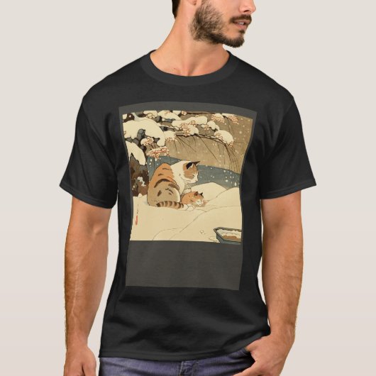 T-shirt Cat Nursing Snow (Devant)
