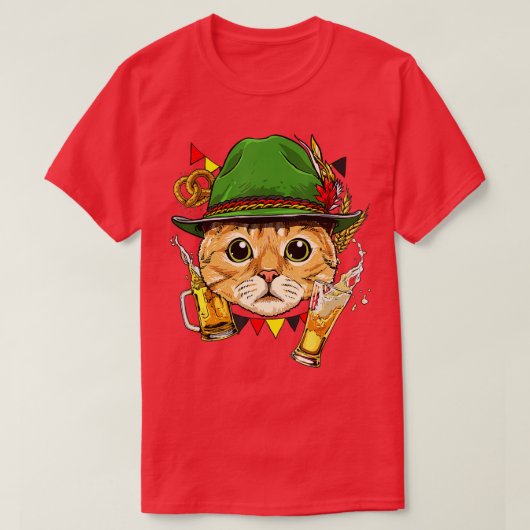 T-shirt Cat Oktoberfest Lederhosen Costume allemand bière (Design devant)