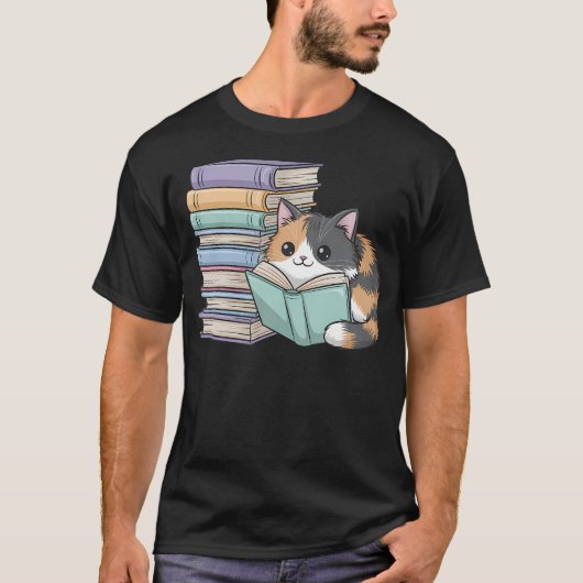 T-shirt Cat On Books Pets Cats Reading Book Nerd Read Read (Devant)