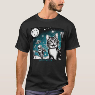 T-shirt Cat OVNI Selfie : Green Alien #8