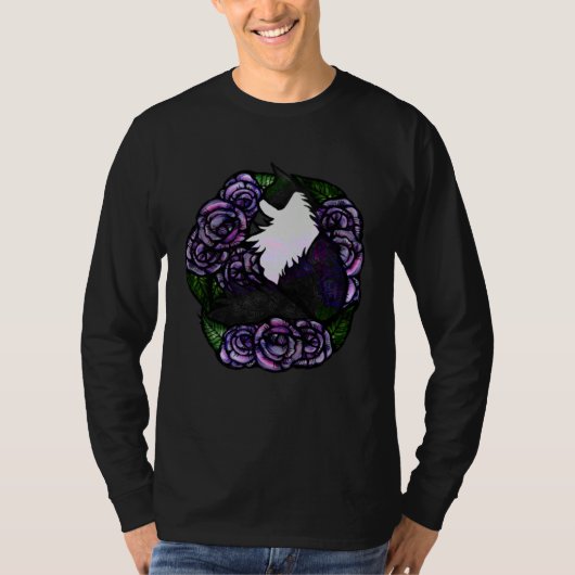 T-shirt Cat Person Tuxedo Cats Roses (Devant)