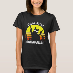 T-shirt Cat Pew Pew Madafakas Crazy Summer Chat Avec Un Ar