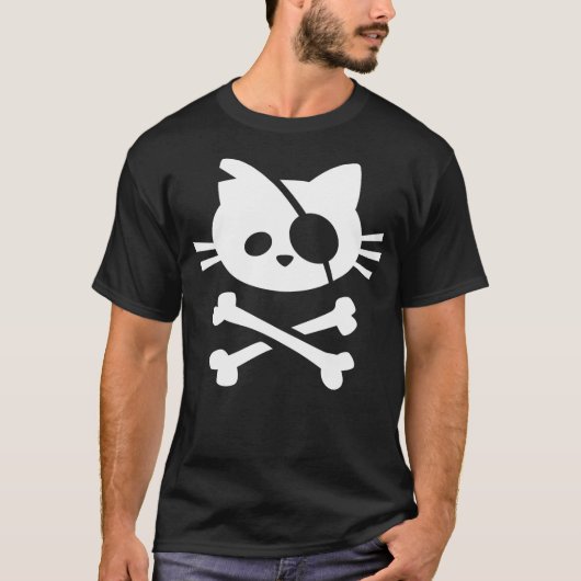 T-shirt Cat Pirate Jolly Roger Flag Skull and Crossbones T (Devant)