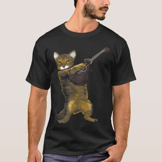 T-shirt Cat Playing Acoustic Guitar Musician (Devant)
