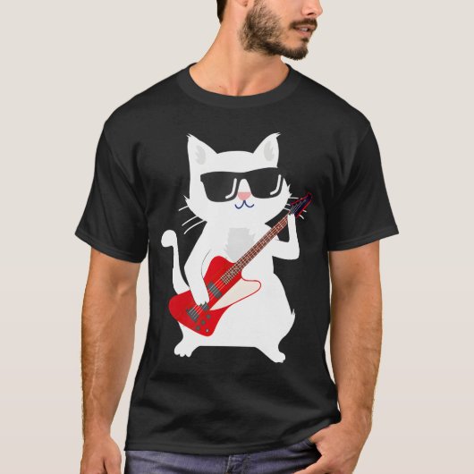 T-shirt Cat Playing Bass guitare (Devant)