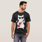 T-shirt Cat Playing Bass guitare (Devant entier)