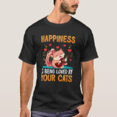 T-shirt Cat Playing Guitar Happiness Being Loved By Your C (Devant)