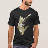T-shirt Cat Playing Guitar Kitten Guitarist Rockstar (Devant)