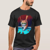 T-shirt Cat Playing Pool Billiards in Lounge Cool Cats 1 (Devant)