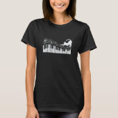 T-shirt Cat Playing with Music Note on Piano (Devant)