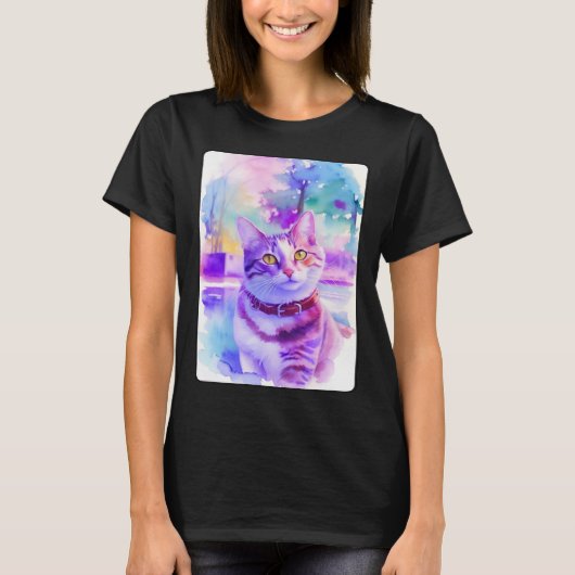 T-shirt Cat Portrait Animal Beautiful Kitten Illustration (Devant)