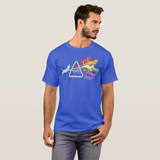 T-shirt Cat Prism Rainbow Light Funny Physics Science (Devant entier)
