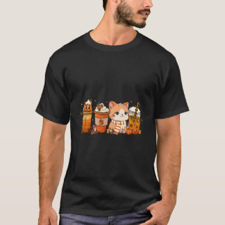 T-shirt Cat Pumpkin Spice Coffee Latte Fall Autumn Season