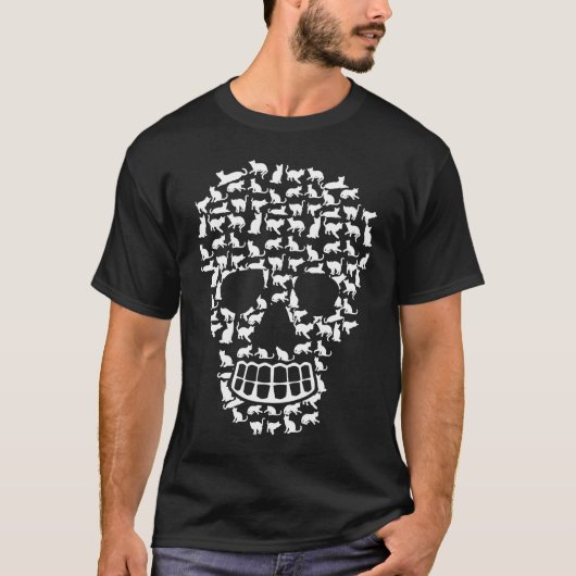 T-shirt Cat punk rock goth skulls (Devant)