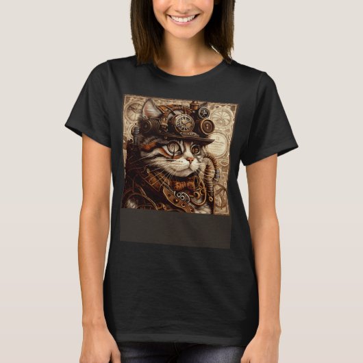 T-shirt Cat Quilting Steampunk (Devant)