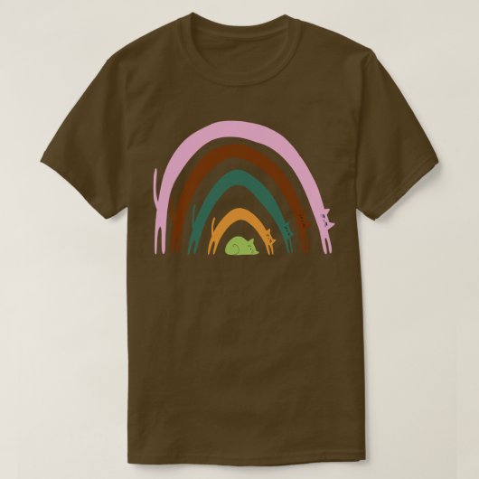 T-shirt Cat Rainbows Natural (Design devant)