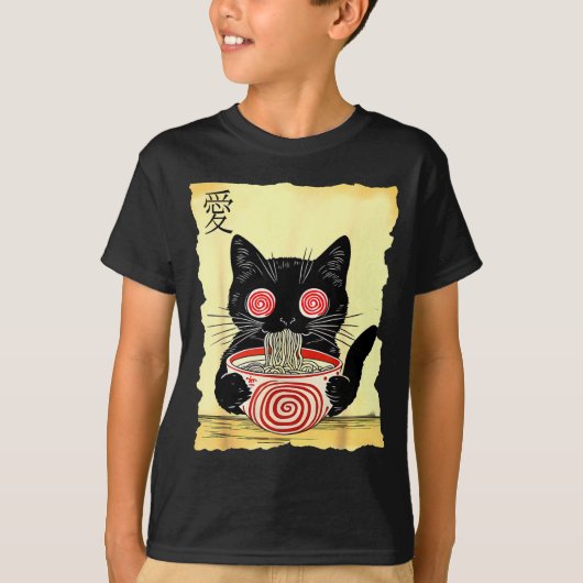 T-shirt Cat Ramen Japanese Funny Graphic Tees Kawaii Anime (Devant)