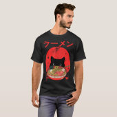 T-shirt Cat Ramen Japanese Funny Graphic Tees Kawaii Cat A (Devant entier)