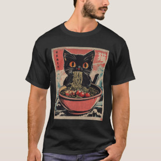 T-shirt Cat Ramen Japonais Drôle Kawaii Cat Graphisme Mens