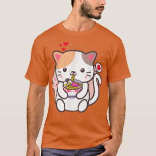 T-shirt Cat Ramen Kawaii Anime Filles Nourriture Japonaise