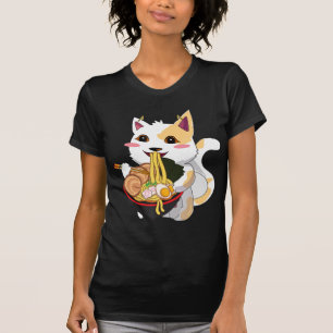 T-shirt Cat Ramen Kawaii Anime Japonaise Food Girls Offici