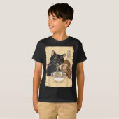 T-shirt Cat Ramen Monkey Shirt Funny Cat Monkey Eating Ram (Devant entier)