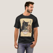 T-shirt Cat Ramen Monkey Shirt Funny Cat Monkey Eating Ram (Devant entier)
