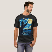 T-shirt Cat Reaching Moon Starry Night Funny Kitten Men Wo (Devant entier)