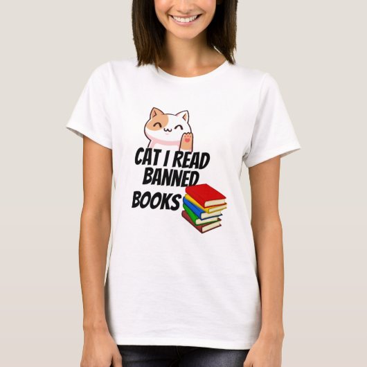 T-shirt Cat Read Banned Books (Devant)