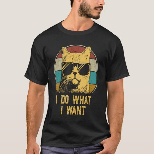 T-shirt Cat   Retro 80s i do what i want cat (Devant)