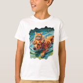T-shirt Cat riding a friendly dog in the water! (Devant)