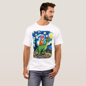 T-shirt Cat Riding Dinosaur T-Rex Starry Night Cat Lover ( (Devant entier)