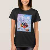 T-shirt Cat Riding Dolphin On Clouds And Waffles (Devant)
