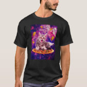 T-shirt Cat Riding Pizza In Space Galaxy Taco Kitten Cats  (Devant)