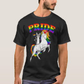 T-shirt Cat Riding Unicorn Gay Pride Rainbow Lgbtq (Devant)