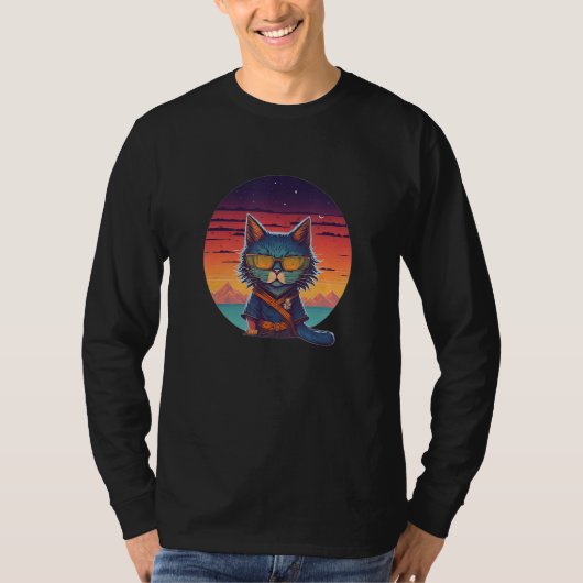 T-shirt Cat samurai on the Sunset (Devant)