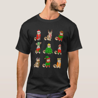 T-shirt Cat Santa Claus Elf Reindeer Xmas Arbre pain d'épi