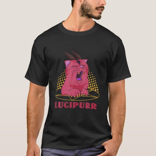 T-shirt Cat satanique Occultisme Hail Lugipurr Santan Cat (Devant)